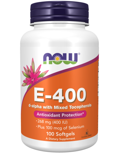 Naturligt vitamin E 400IU, 100 kapsler (NU FØDEVARER)